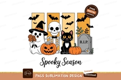 Spooky Halloween characters with pumpkins and bats Product Image 1