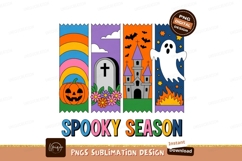 Halloween themed graphic with pumpkin castle ghost Product Image 1