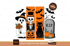 Ghost skeleton cat pumpkins tombstone halloween Product Image 1