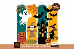 Halloween ghost bats scarecrow witch castle pumpkins Product Image 1