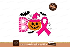 Pink ribbon pumpkin witch boo image Product Image 1