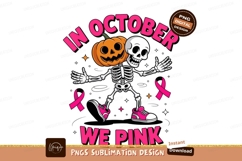 Skeleton pumpkin dancing pink ribbons image Product Image 1