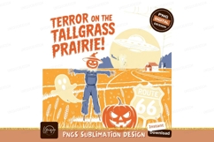 Halloween prairie scene with scarecrow ghost pumpkin U F O Product Image 1