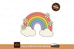 Colorful rainbow with flowers and clouds pastel Product Image 1