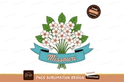 White flowers green leaves teal ribbon orange Product Image 1