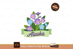 Purple blue flowers Alaska ribbon green Product Image 1