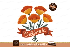 Orange poppies with california banner yellow green Product Image 1