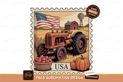 Vintage tractor american farm harvest flag barn Product Image 1