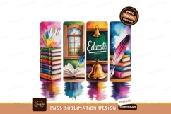 Books quill pens and bells watercolor art educate Product Image 1