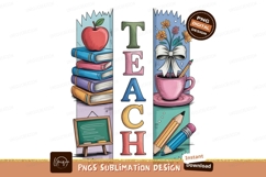 Apple books blackboard pencils flowers cup image Product Image 1
