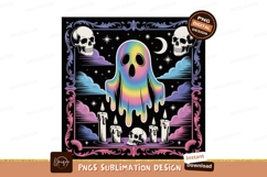 Colorful ghost with skulls and candles night moon Product Image 1
