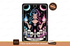 Mystical woman conjuring flames and skulls occult magic Product Image 1