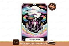 Skeleton trickster in colorful suit tarot moon Product Image 1