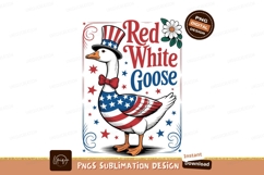 Patriotic goose wearing top hat and bow tie white blue Product Image 1