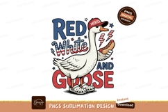 Patriotic goose eating hotdog wearing crocs white Product Image 1