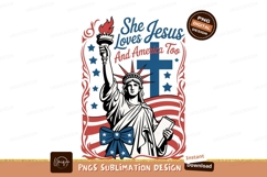 Statue Liberty Jesus America flag Product Image 1