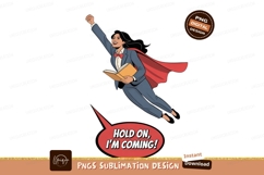 Flying woman in suit holding book cape Product Image 1