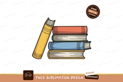 Stacked books with yellow spine orange blue Product Image 1