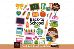 School supplies and girl with tablet education Product Image 1