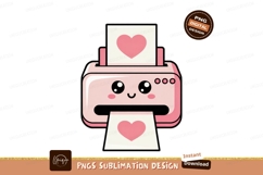 Kawaii printer printing pink hearts image Product Image 1
