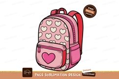 Pink heart patterned backpack hearts love Product Image 1