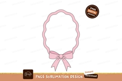 Pink scalloped frame with bow ribbon decorative Product Image 1