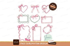 Pink bows frames hearts cherries cherry Product Image 1