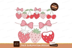 Pink strawberry cherry bow garland green Product Image 1