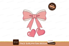 Pink bow hearts sublimation ribbon cute Product Image 1