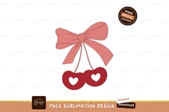 Pink bow on red heart cherries cherry Product Image 1