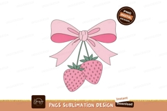 Pink bow with strawberries fruit sweet Product Image 1