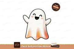 Happy ghost waving arms cute white Product Image 1