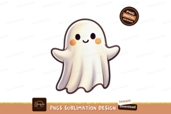 Cute ghost with rosy cheeks white black Product Image 1