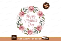 Pink roses floral wreath greeting image Product Image 1