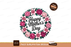 Pink floral wreath with elegant script roses lilies Product Image 1