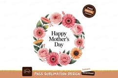 Floral wreath with happy mothers day text flowers pink Product Image 1