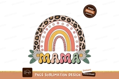 Retro rainbow mama floral sublimation leopard daisy Product Image 1