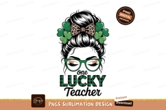 Woman with shamrocks leopard bow green glasses image Product Image 1