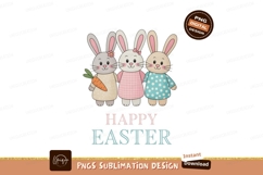 Three cute bunnies holding carrot and wearing dresses Product Image 1