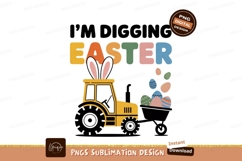 Yellow tractor carrying easter eggs bunny ears Product Image 1