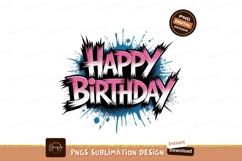 Pink blue splatter birthday text celebration Product Image 1