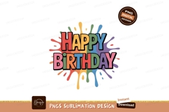 Colorful happy birthday text splash celebration greeting Product Image 1
