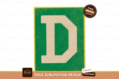 Green square with white letter D and yellow border Product Image 1