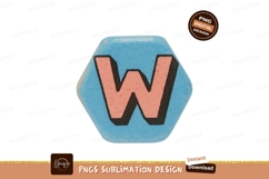 Hexagon shaped letter W alphabet blue Product Image 1