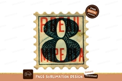 Large numeral eight red blue postage stamp Product Image 1