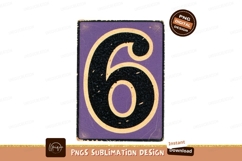 Purple number six vintage card black cream Product Image 1