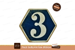 White number three on blue hexagon image Product Image 1