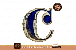Aged blue letter on black background image Product Image 1