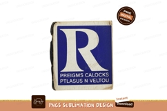 White letter R on blue background text Product Image 1