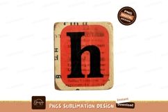 Black lowercase letter h on red background text Product Image 1
